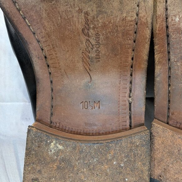 Mezlan Black Leather Monk Strap Dress Shoes 10.5M Made in Spain - Picture 10 of 10